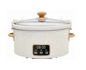 Pw8400778514-5 Pioneer Woman The 6 Quart Digital Slow Cooker With Locking Lid Linen Speckle