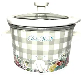 Woman1 Pioneer Woman 1.5 Quart Sweet Romance Gray Gingham Slow Cooker Crockpot New