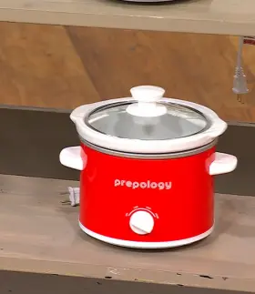 K84036 Prepology 2- Quart Compact Slow Cooker With Glass Lid And 12 Recipes Tomato