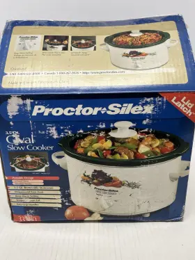 33180 Proctor Silex 3.5 Quart Oval Slow Cooker Lid Latch Removable Stoneware