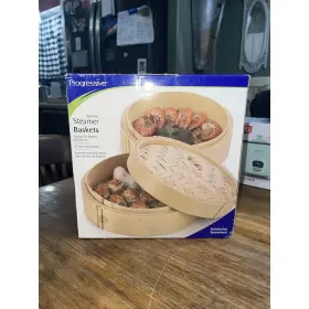 Cwbs-73 Progressive Bamboo Steamer Basket 3 Piece Set Nib