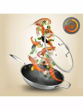 Pyle 629721852110 12ftft Durable Wok With Side Handle - Triply Stainless Steel Cookware Non-stick #3
