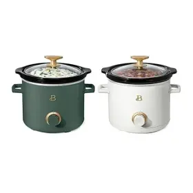 Queen City Candy Cave 840335209798 Beautiful 2 Pack Slow Cooker Crock Set- Quart Thyme/white Icing 100 Watts