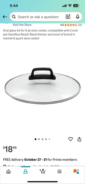 Qvin Jl1060h Oval Glass Lid For 6 Quart Slow Cooker Compatible With Most Units Never Used