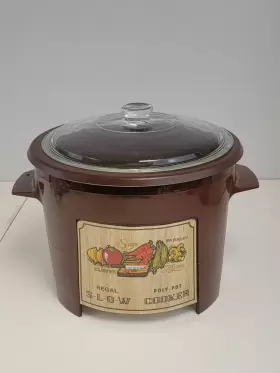 K7533 Regal Vintage Poly Pot Automatic Electric Slow Cooker Chocolate Brown Crock