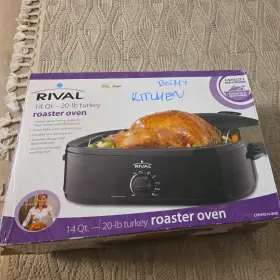 Ckrvrs14-bhd Rival 048894061325 14 Quart 20 Lb Roaster Oven With Roasting Rack Dome Lid Black New