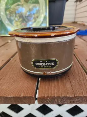 Rival 073056000171 Vintage Brown Crock-ette 1 Quart Stoneware Slow Cooker Model 3200 Tested