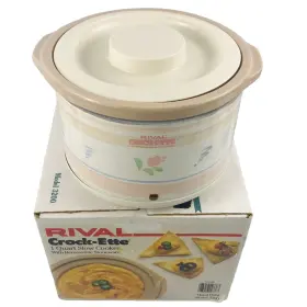 Rival 073056003363 Vtg Crock-ette Stoneware Slow Cooker 1 Quart Model 3200 - Open Box Nos