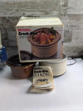 Rival 073056005039 Crock Pot Crock-ette 1 Quart With Lid Model 3200 Vtg-usa Made