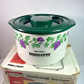 3205 Rival 073056005046 Vtg Crock-ette 1 Quart Stoneware Slow Cooker Green Model Gp Fast 2 Ship #2
