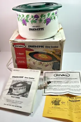 3205 Rival 073056005046 Vtg Crock-ette 1 Quart Stoneware Slow Cooker Green Model Gp Fast 2 Ship