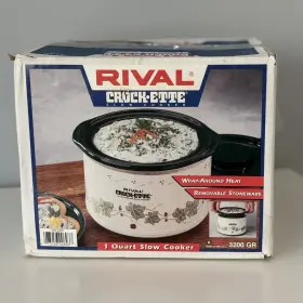 Rival 073056006937 Crock Ette 1 Quart Slow Cooker Model 3200 Nos Original Box Green Ivy Vintage