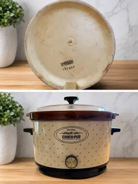 Rival 151009 Crock-pot 3-setting Stoneware Slow Cooker With Lid Keep Warm Beige/brown