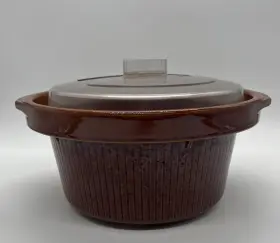 181112 Rival Vintage Crockpot Oem Ceramic Brown Crock Insert And 10 Inch Plastic Lid