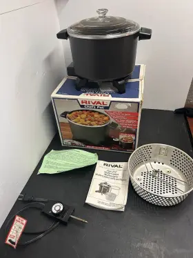 22006 Rival Mint Vintage 6 Quart Chefs Pot Deep Fryer Slow Cooker Mod In Box