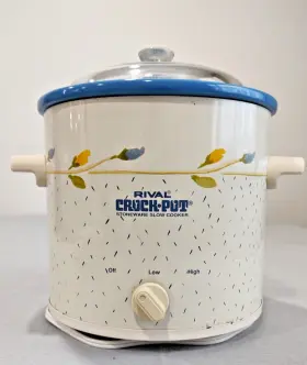 3100-602 Rival Vtg Crockpot Slow Cooker 4 Quart 11 08 Tested Blue Linner Crock