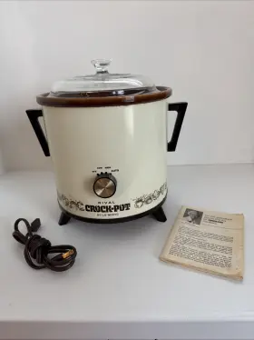 3133 Rival Vintage 3 Quart Crock-pot Hi-lo-matic Slow Cooker Model With Manual