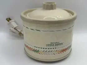 3204-206 Rival Vtg Little Dipper 3204 Southwest Electric Stoneware Server Crock Pot And Lid