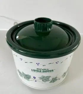 3204-602 Rival Little Dipper Electric Stoneware 2 Cup Mini Crock Pot Vintage Ivy Pattern #2