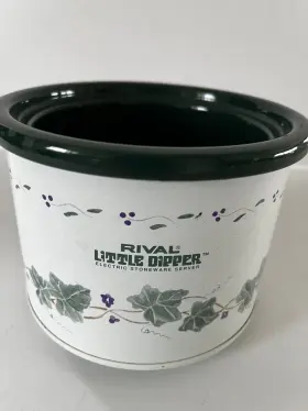 3204-602 Rival Little Dipper Electric Stoneware 2 Cup Mini Crock Pot Vintage Ivy Pattern #3