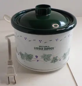 3204-902 Rival Little Dipper Electric Stoneware 2 Cup Mini Crock Pot Vintage Ivy Pattern