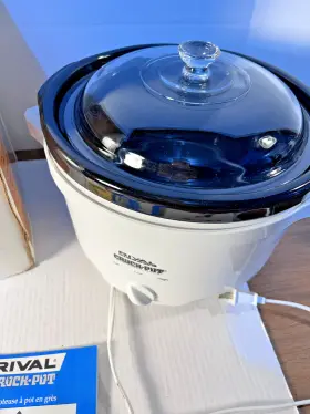 3550s Rival 6 Quart Crock Pot Slow Cooker Stoneware Select Nob - White 3550 #2 3550s Rival 6 Quart Crock Pot Slow Cooker Stoneware Select Nob - White 3550 #2