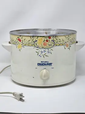 3565 Rival Crock Pot 6 Quart Model Blue Floral - Cooker Base Only Tested