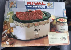 3704c-gfo Rival 5 .5 Quart Oval Crock Pot With Little Dipper And Cookbook New In Box