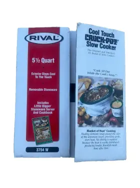3754 Rival Crock Pot 5.5 Quart Oval Slow Cooker With Little Dipper Nos #3