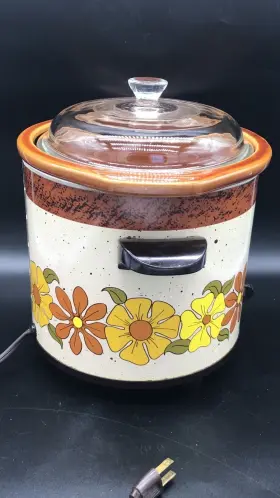 4533 Rival Vintage 1970 S Flower Power 3.5 Quart Slow Cooker Removable Crock Works