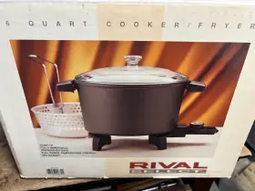 62036 Rival Vintage Select Deep Fryer Cooker With Variable Temp Control 6-quart Black