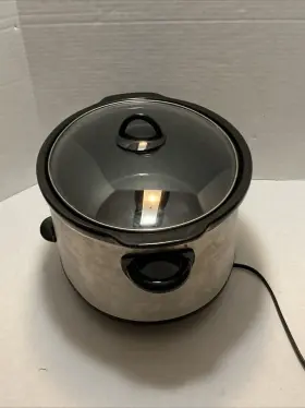64451 Rival Vintage Crock Pot Black Silver Model 5 Quart 2005 Tested #3