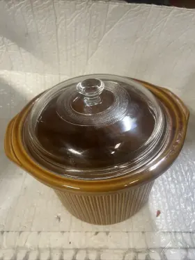 C256763 Rival C256762 Crockpot 3.5 Or 5 Quart Replacement Brown Stoneware Insert Vtg