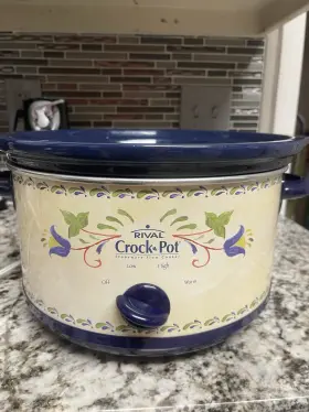 Dhp1007 Rival Vintage Crock-pot Stoneware Slow Cooker Blue Floral Electric 3 Settings