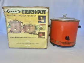 E076a Rival Vtg Crock Pot Slow Electric Stoneware Cooker 3 1/2 Q 3100 Flame