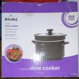 Md-yhj200b Rival 2 Quart Slow Cooker Removable Ceramic Pot Glass Lid 3-setting Black