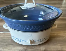 Sc035 Rival Vintage Crock-pot Stoneware Slow Cooker Blue And White Cottage-core