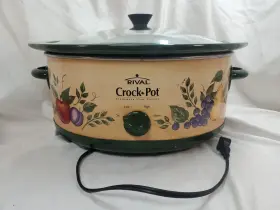 Scv602 Rival Crock Pot Slow Cooker 6 Quart Stoneware Fruit Pattern Oval Tested