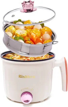 Rixhbvn 445030258268 Hot Pot Electric With Steamer Rapid Noodles Cooker Non-stick