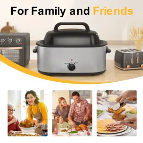 Royalcraft 745978358493 Z-er 26 Quart Electric Turkey Roaster Oven With Visible Glass Lid Silver #3