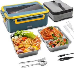 Mke-003 Ruoeza Electric Lunch Box 80w Food Heater For Work 12/24/110-220v Dark Green