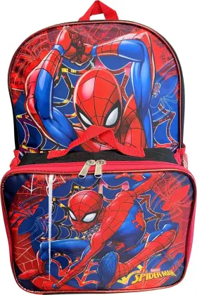 A17716 Ruz Spiderman Boys 16 Inch Backpack With Removable Matching Lunch Box