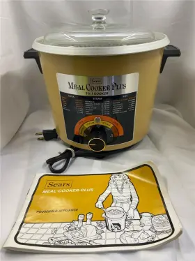 400.64250 Sears Vintage Meal Cooker Plus 3 N 1 Slow Crock Pot Mustard Yellow
