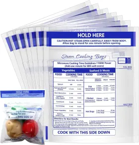 Hsn0072 Sel Natural 12 Pcs Zipper Steam Bags Reusable Microwave Cooking Frozen Clear