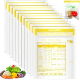 Hsn0123 Sel Natural 50 Pcs Microwave Steam Bags For Cooking Reusable 7.1 X 7.9 Inches Yellow