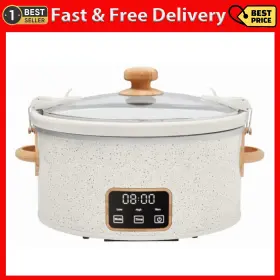 Select Brands Inc. 445003614664 The Pioneer Woman 6 Quart Digital Slow Cooker With Locking Lid Linen Speckle