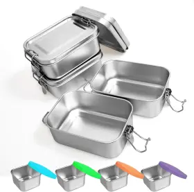 Irvb985 Senonapo 8 Pcs Stainless Steel Bento Box 550ml Lunch For Dishwasher Silver