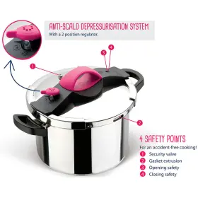 711167 Sitram 18/10 Stainless Steel Sitrapro Pressure Cooker 10.57 Qt Raspberry Bakelite #3