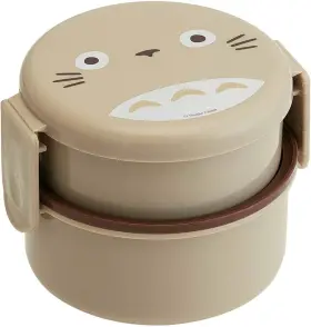 45158-4-onwr1 Skater My Neighbor Totoro 2 Tier Round Bento Lunch Box With Folk 17oz Brown