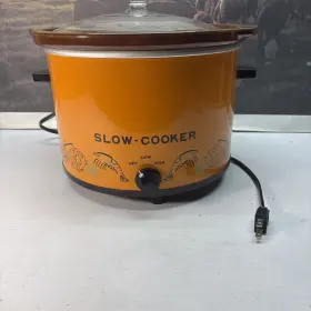 2705 Slow Cooker Vintage 4 Quart Orange Stoneware Retro Graphics Model Working